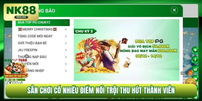 Sân chơi có nhiều điểm nổi trội thu hút thành viên